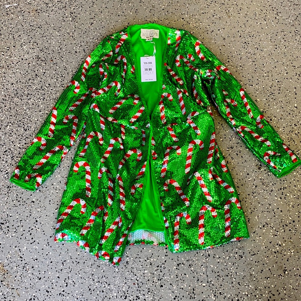 Green sequin Christmas jacket